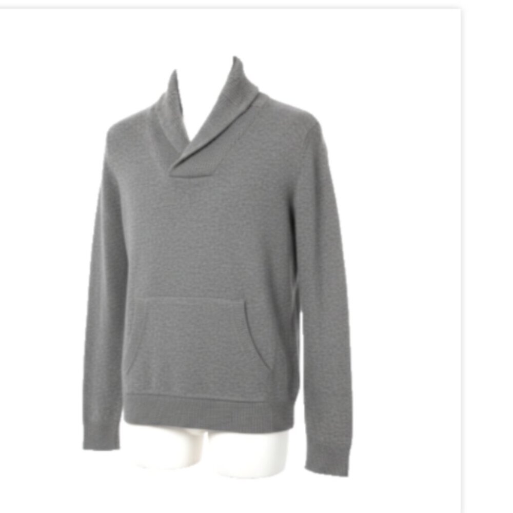Marc Ecko Men's Pullover Sweater SZ L Gray Cowl Neck Hand Warmer Pouch Cut & Sew